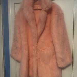 Luxurious Pink Faux Fur Coat